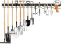 51 Inch Garden Tool Organizer Wall Mount with Non Slip Rubber Coated Metal Hooks, Storage Rack for Indoor/Outdoor Shovel, Rake, Mop and Broom Holder Wall Mount （ 15 Hooks+15 Holders