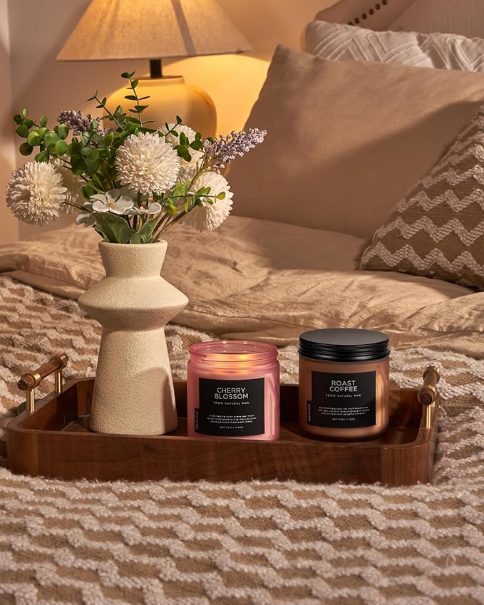 M&SENSE Cherry Blossom Scented Spring Candle, 70 Hours Long Lasting Soy Wax 11.6oz Stress Relief Aromatherapy Candles, Romantic Gifts for Women, Glass Jar for Bedroom Decor