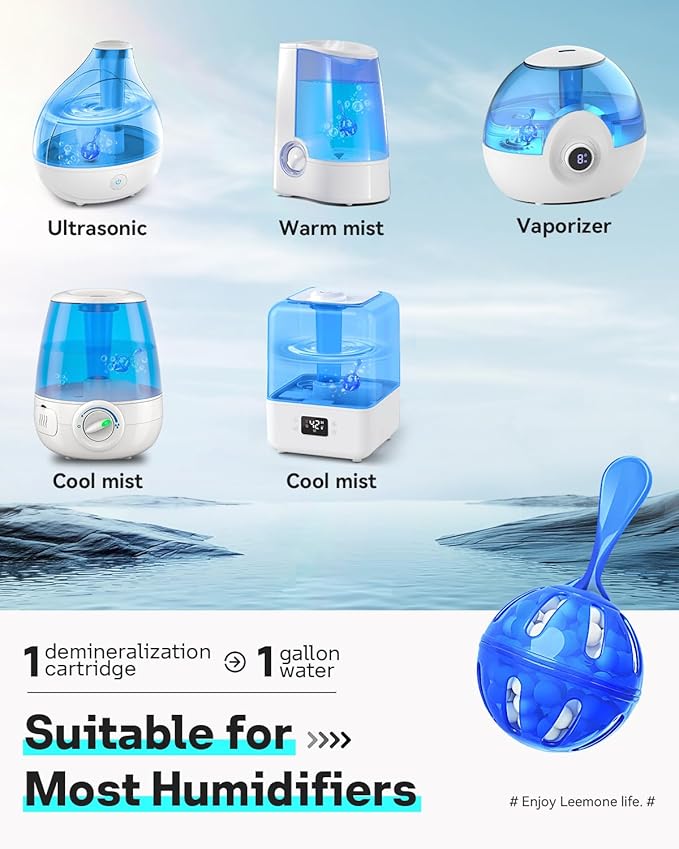 Leemone Humidifier Cleaner 20 Pack, Demineralization Cleaning Ball, Works in All humidifiers and Fish Tanks, Purifies Water, Prevents Hard Water Build-Up, Reduces Scale