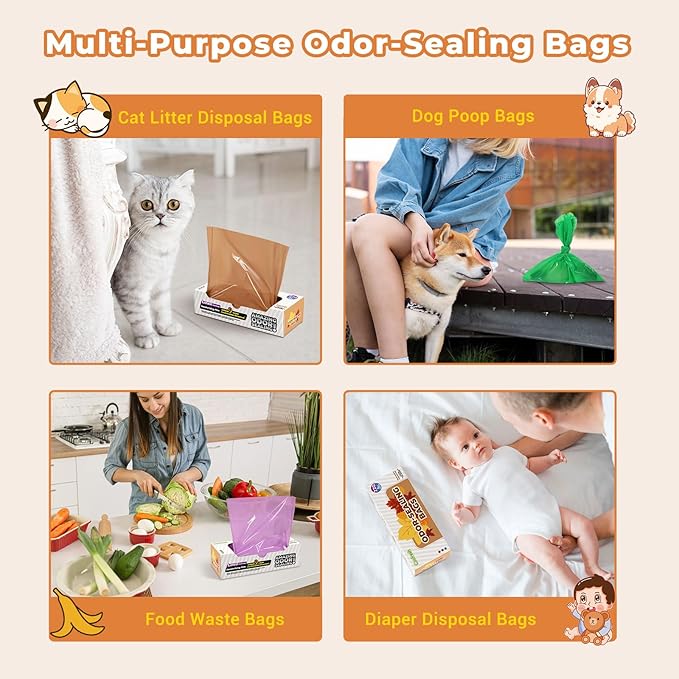 Odor Sealing Small Trash Bags Home & Food Use L-90 Count Disposable Bags, Durable and Unscented (Color:Blue)
