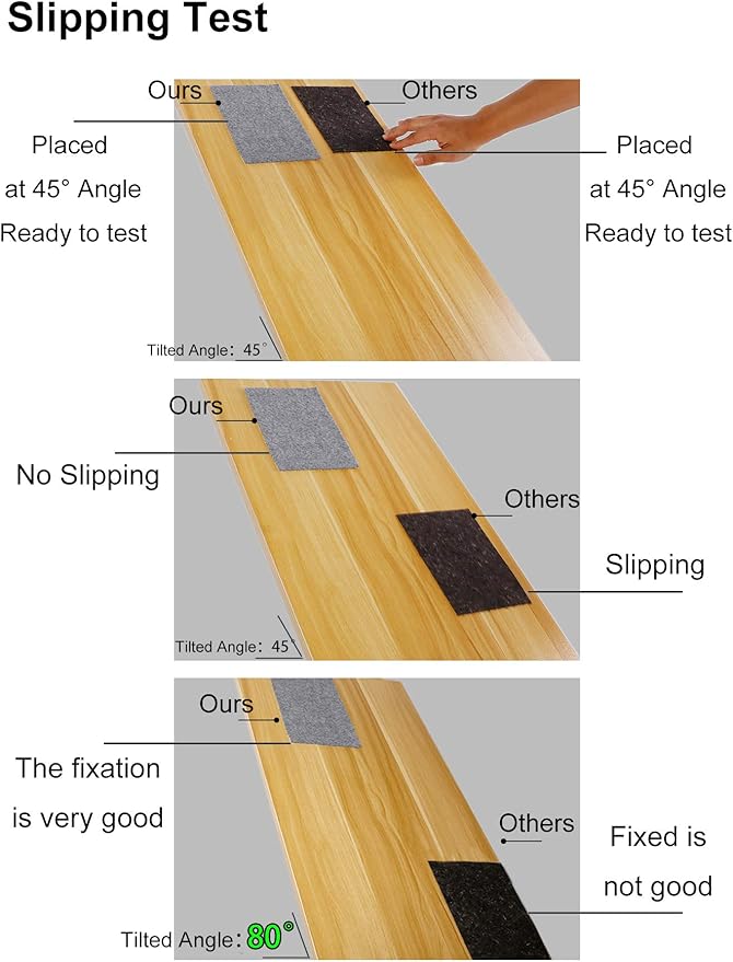 Non Slip Rug Pad Grippers - 3x5, 1/8" Thick, (Felt + Rubber) Double Layers Area Carpet Mat Tap, Provides Protection and Cushioning for Hardwood or Tile Floors