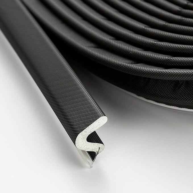 Weather Stripping Door Seal Strip - Soundproof Q-Shaped Foam for Exterior Door Frame, Large Gap Seal, Noise Cancelling, Easy to Install (Black, 21FT)