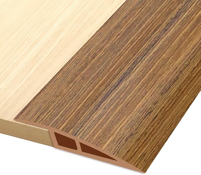 Vinyl Door Threshold Flooring Transition Strip Self Adhesive Carpet Edging Strip for Laminate Doorway Edge Threshold from 1/5" to 2/5" (Light Brown Wood Grain, 3.3 Ft)