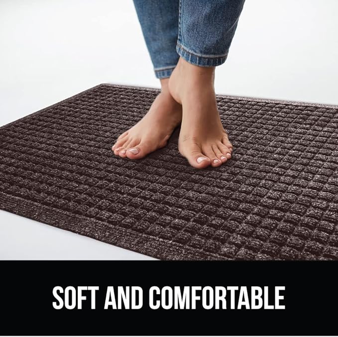GORILLA GRIP Front Door Mat, Indoor Outdoor Ultra Absorbent HydroAbsorb Doormat, Absorbs Up to 1.7 Cups of Water, Stain and Fade Resistant, Rubber Backing Doormats, Captures Dirt, 29x17 Coffee