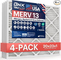BNX TruFilter 20x23x1 Air Filter MERV 13 (4-Pack) - MADE IN USA - Electrostatic Pleated Air Conditioner HVAC AC Furnace Filters for Allergies, Pollen, Mold, Bacteria, Smoke, Allergen, MPR 1900 FPR 10