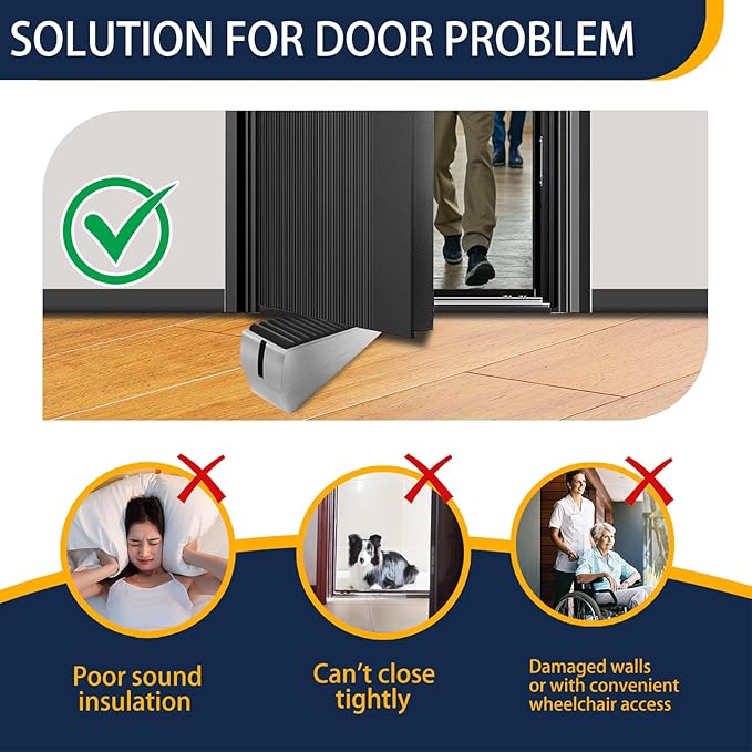 Heavy Duty Door Stopper Adjustable Spring Large Stoppers Wedge, Tall up to 3 Inches Doorstop Stainless steels Made Suits Any Heavy Doors