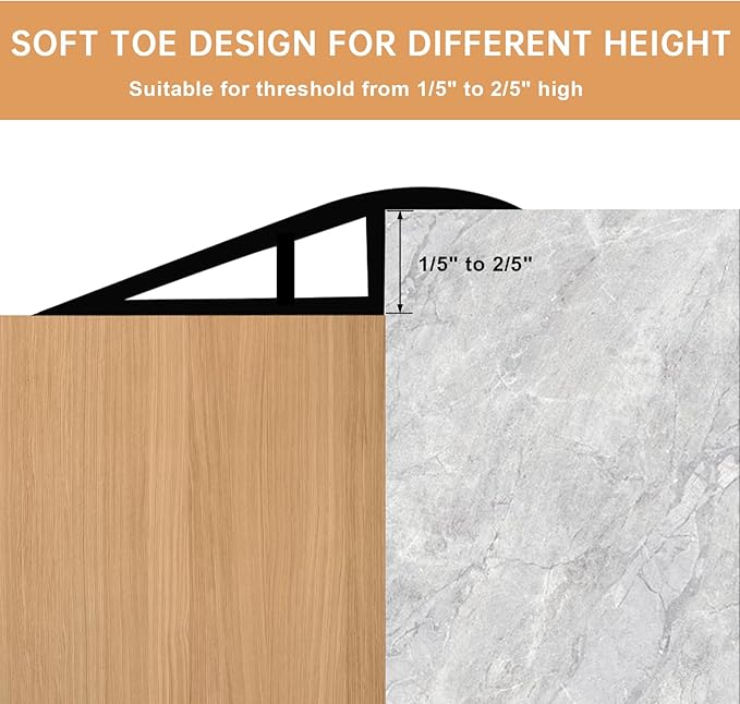 Vinyl Door Threshold Flooring Transition Strip Self Adhesive Carpet Edging Strip for Laminate Doorway Edge Threshold from 1/5" to 2/5" (Light Brown Wood Grain, 3.3 Ft)