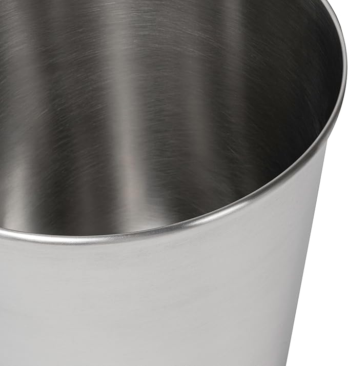 happimess HPM1113C-SET2 Nolan Modern Classic Smooth Steel 2 Gal Waste Bin for Kitchen, Office, Bathroom, Bedroom, Dorm, Brushed Steel (Set of 2)