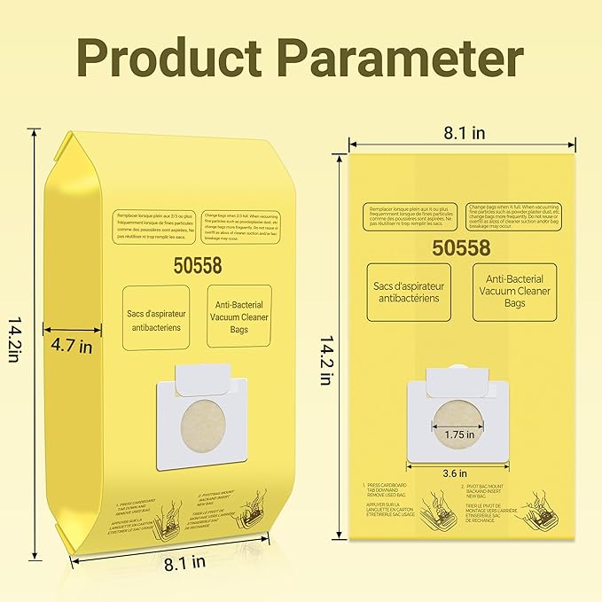 50558 Vacuum Cleaner Bags Replacement for Kenmore Canister Type C/Q 5055, 50555, 50557, 50558 and Pana·sonic Type C-5, C-18, 200 Series, 400 Series, 600 Series, 800 Seires Vacuum - 20 Pack