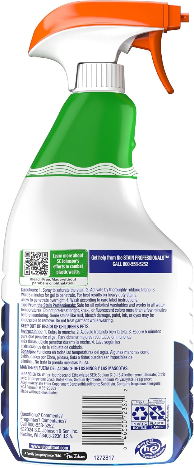 Shout Advanced Spray and Wash Laundry Stain Remover Gel, Best Shout Formula, 22 oz - Pack of 3