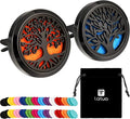 2 Pieces 316L Car Aromatherapy Oil Diffuser Air Freshener with 48 Felt Pad (Tree Patterns)