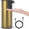 Automatic Soap Dispenser,Stainless Steel Material, Rechargeable Touchless Hand Sanitizer Pump,4 Adjustable Levels Smart Electric Dispenser,Suitable for Bathroom,Kitchen (Gold)