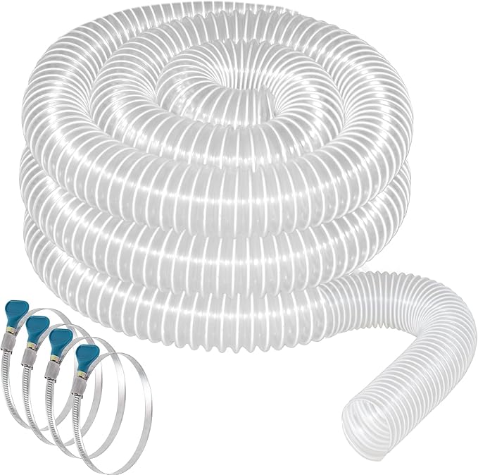 Qucship PVC Dust Collection Hose 2 1/2" x 20' - Heavy PVC Fume Collection Hose for Workshop, Woodworking, Dust Collection Systems
