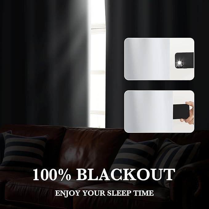 RYB HOME White Blackout Curtains for Bedroom, 100% Blackout Thermal Insulated Noise Reducing Curtains for Living Room Nursery, 42 inches Wide by 72 inches Long, 2 Panels Set