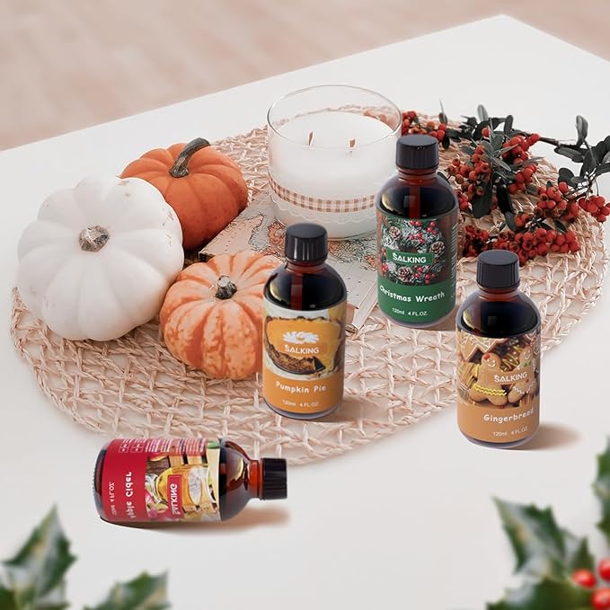 SALKING Pumpkin Pie Fragrance Oil, 120ml (4 Fl Oz) Premium Essential Oils for Diffuser, Candle Scents for Candle Making, Soap Making Supplies, Autumn Scented Diffuser Oil, Halloween Thanksgiving Gift