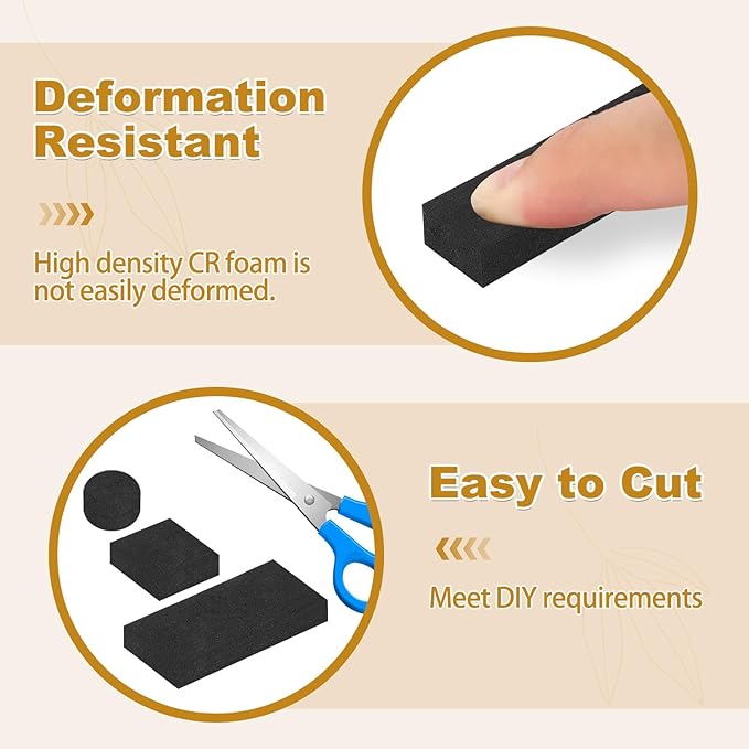 Weather Stripping Self Adhesive 1 in x 1/4 in, Weatherproof Foam Insulation Tapes Soundproof, High Density Seal Strips for Door Window, Easy Cut to Size, 2 Rolls Total 33Ft