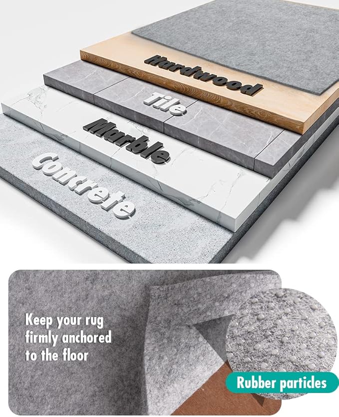 Non Slip Rug Pad Gripper - 3x5 Feet 1/8” Extra Thick Felt Under Rug for Area Rugs and Hardwood Floors,Super Cushioned Non Skid Carpet Padding