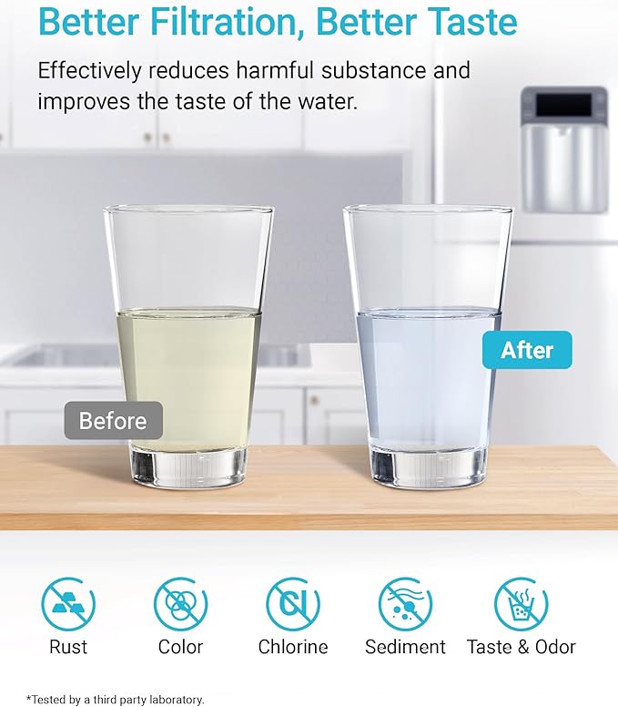 AQUA CREST XWF Replacement for GE® XWF, NSF Certified Refrigerator Water Filter, 3 Filters (Not XWFE®)