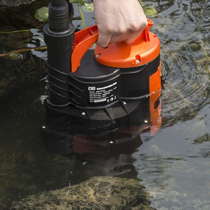 Prostormer Sump Pump, 1/2HP 2110GPH Sumbersible Water Pump, Portable Electric Pump with Build-in Float Switch for pool draining, Crop Irrigation, Yard and Flooded Cellar