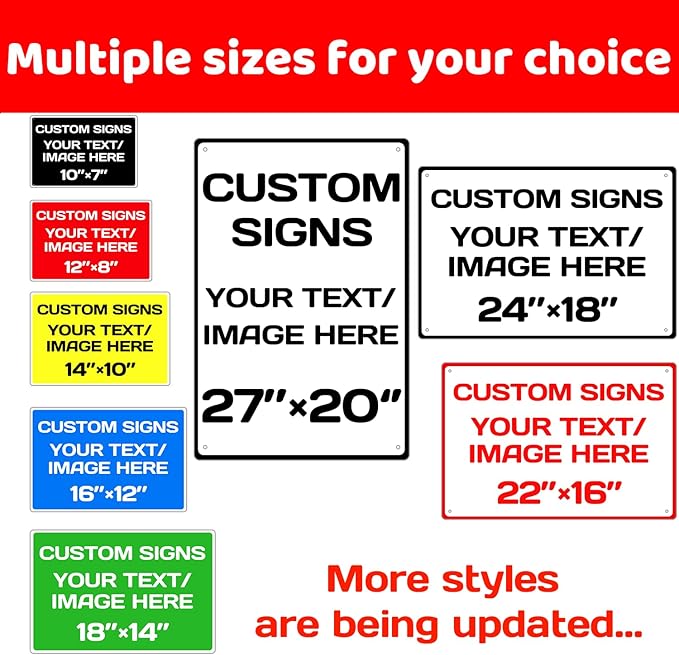 Custom Aluminum Weatherproof Metal Sign - 18 * 12Inch, Personalized Text & Picture, Black & White Traffic Regulation Horizontal Sign