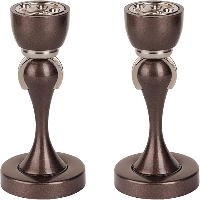 Magnetic Door Stop, Stainless Steel, Magnetic Door Catch, Door Holder, Door Stops, Wall Mounted, Floor Mounted, Door Banging Prevention (Large x 2pack, Brown)
