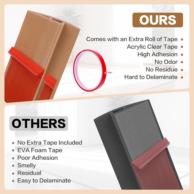 Floor Transition Strip Vinyl Door Threshold Ramp Self Adhesive Carpet Edging Strip Doorway Edge Trim, Overlap Edge Reducer for Laminate Carpet, Floor, Tile (Orange Oak, 2/5" to 3/5", 6.6Ft)