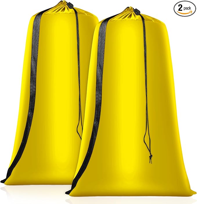 Heavy Duty Laundry Bag 2 Pack XL Nylon Laundry Bags with Straps, Washable Large Dirty Clothes Organizer with Drawstring Closure, Travel Washing Bag Fit a Laundry Hamper or Basket