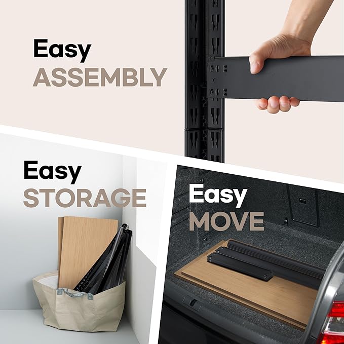 HOMEDANT House Black 5 Tier 24.4" W Laminated Metal Shelving Unit Adjustable Storage Utility Rack Heavy Duty Shelves Organization Multipurpose Shelf Kitchen Garage Pantry Closet 1 Pack