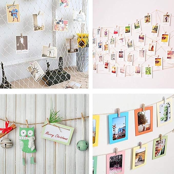 DurReus Tiny Clothes Pins Colorful Hang Up Photographs Drawings Party Clips Decor Baby Shower Game with Twine Pack 50 Pink