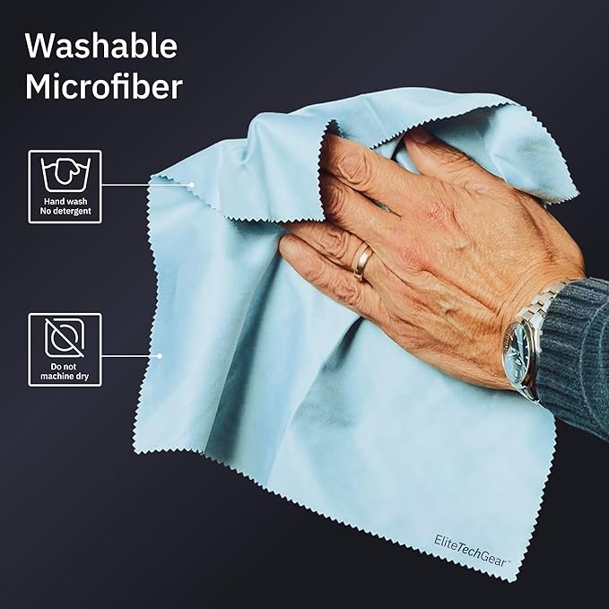 Elite Screens Microfiber Cleaning Cloth - 12 x 12 in, Pack of 4, Blue - Glasses Cleaning Cloth & Lens Wipes for Eyeglasses & Screens