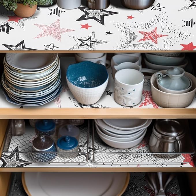 Shelf Liner 18" W x 384" L Long Non Adhesive Kitchen Drawer Liner, Waterproof Shelf Liner Durable Anti-Slip for Kitchen Cabinets