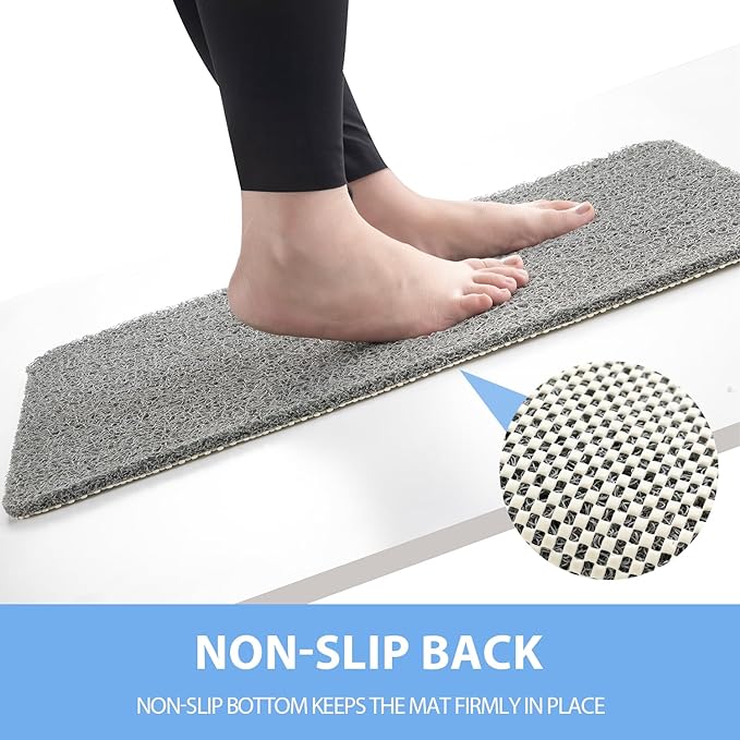 Non-Slip Bathtub Mat, 2 Pack Anti Slip Shower Mat, Fast Drying Bathtub Mats, Foot Scrubber Mat, Anti Slip Mat for Tub, Floor, Bathroom, Kitchen, Home, Hotel (Grey 24"×16"+24"×16")