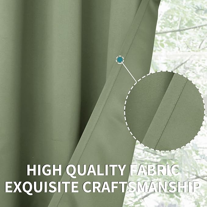 BGment Olive Green Blackout Curtains for Kitchen Cafe Window - Half Window Drapes Thermal Insulated Blackout Blinds for Rv Bathroom Privacy, 29 x 36 Inch, 2 Panels