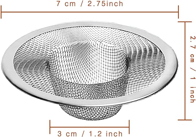 4pcs Heavy Duty Stainless Steel Kitchen Sink Strainer, 2.75" Top / 1" Mesh Metal Sink Strainer,Perfect for Kitchen Sink/Bathroom Bathtub Wash basin Floor drain balcony Drain Hole, Utility