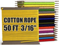 PerkHomy Cotton Rope 3/16" (5mm) 50 ft Multi Purpose Utility Diamond Braided Cord, Natural Cotton for Clothes Line Camping Crafting Flag Pole, Lemon Yellow