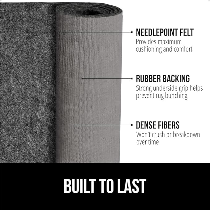GORILLA GRIP Felt and Natural Rubber Stay in Place Slip Resistant Rug Pad, 1/8in Thick, 4x6 FT Protective Padding Under Area Rugs, Cushioned Gripper Pads, Carpet Runners, Hardwood Floors Protection