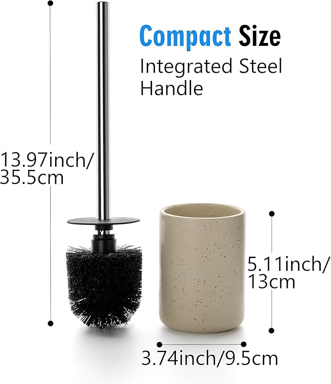 2 Pack Toilet Bowl Cleaning Brush Set for Bathroom, No Assembly and No Scratching Toilet Bowl, 304 Anti-Rust Handle