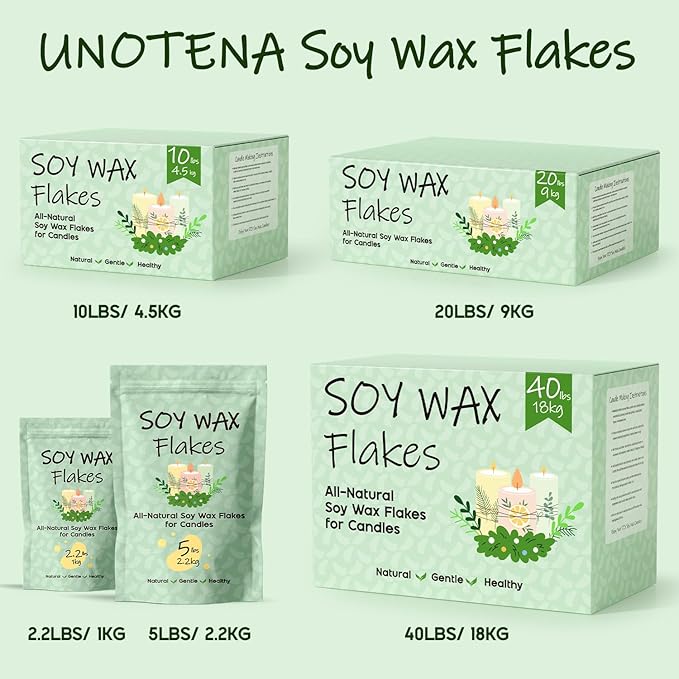 UNOTENA Soy Wax Flakes for Candle Making, Natural Candle Wax, Farm-Sourced, No Additives, Safe and Pure, 5LB