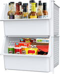 TidyFriend Plastic Stackable Storage Bins for Pantry, 2-Pack Stackable Bins for organizing food, kitchen, and bathroom essentials (White)