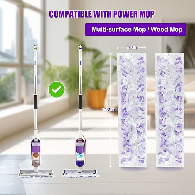 Power Mop Pads Refills for Swiffer PowerMop Multi-Surface Mopping Pad Disposable Replacement Mop Refill Pads Compatible with Swiffer PowerMop,Works Perfect on Almost and Surface,28 Count.