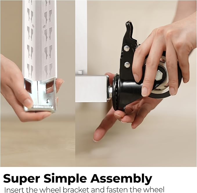 HOMEDANT House White 5-Tier Metal Rolling Cart Shelf Rack Casters Heavy Duty Wheel Shelving Unit Adjustable Utility Storage Shelves Organizer Shelf Kitchen Garage 36.2" W x 16.5" D x 69.5" H 2Pack