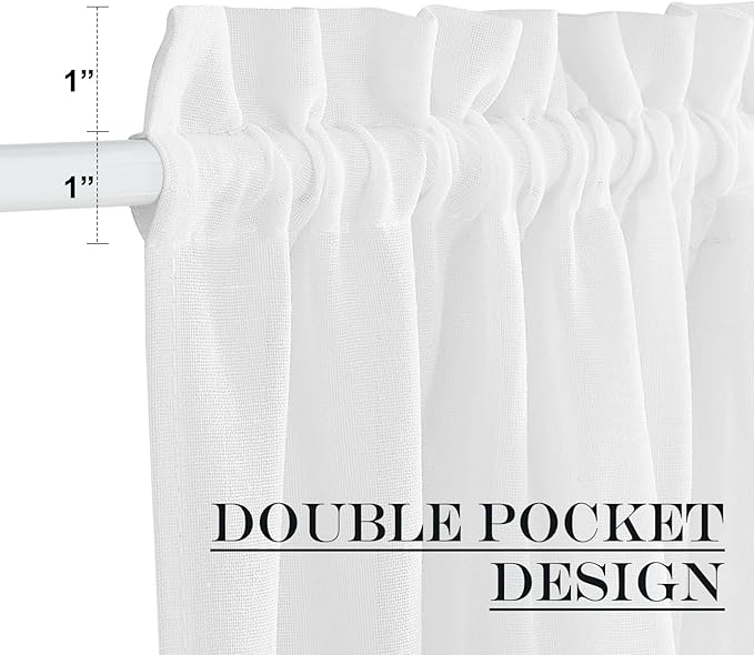 NICETOWN Sheer Door Curtain for Windows, Light Filgtering French Door Curtain Self Adhesive Window Blind for Patio Sidelight Cover Tie Up Shade, W26 x L50 in, 1 Panel, Pure White