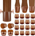 BALEINE 16 Pack Silicone Chair Leg Floor Protectors, Stool Leg Protectors Cap, Non-Slip Chair Leg Caps for Hardwood Floors (Brown, X-Large, 16 Pack)