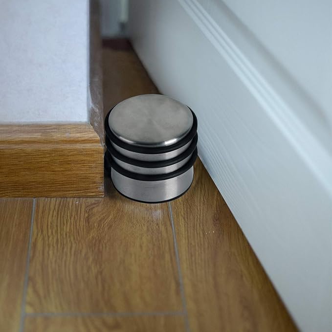 KINJOEK 2PCS Heavy Weight Door Stopper, No Drill Stainless Steel Door Stop with Protective Rubber Bands Door Wedge for Office, Home, Garage, Laundry Door