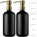 GMISUN Gold Soap Dispenser, 2 Pack Matte Black Glass Bathroom Hand Soap Dispenser with Rustproof Golden Pump, 17 Fl Oz Kitchen Hand and Dish Soap Dispensers Set, Modern Liquid Soap Lotion Bottle