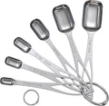 6PCS Narrow Measuring Spoons Set, Stainless Steel Measuring Spoon Fits in Spice Jars, Metal Teaspoon Measuring Spoons, Rectangular Tablespoon, Long Measuring Spoons for Dry & Liquid Ingredients