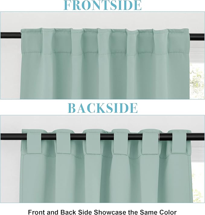 RYB HOME Small Window Curtains - Blackout Insualting Privacy Curtains for Kids Bedroom Kitchen Bathroom Basement Cafe Cabinet Tiers Drapes, 34 Width x 24 Length, 2 Panels, Aqua