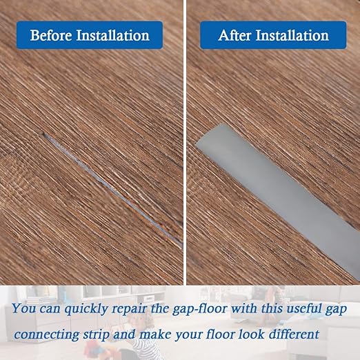 Floor Transition Strip Self Adhesive Floor Cover Strips Laminate 2" Wide Vinyl Flat Divider Transitions (5cm, 20Ft, Gray)