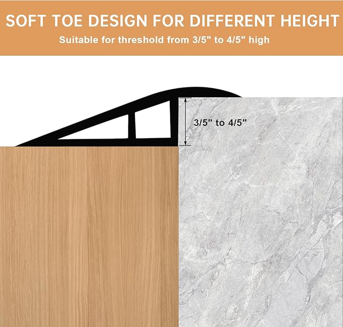 Vinyl Door Threshold Flooring Transition Strip Self Adhesive Carpet Edging Strip for Laminate Doorway Edge Threshold from 3/5" to 4/5" (Grayish Brown Wood Grain, 6.6 Ft)