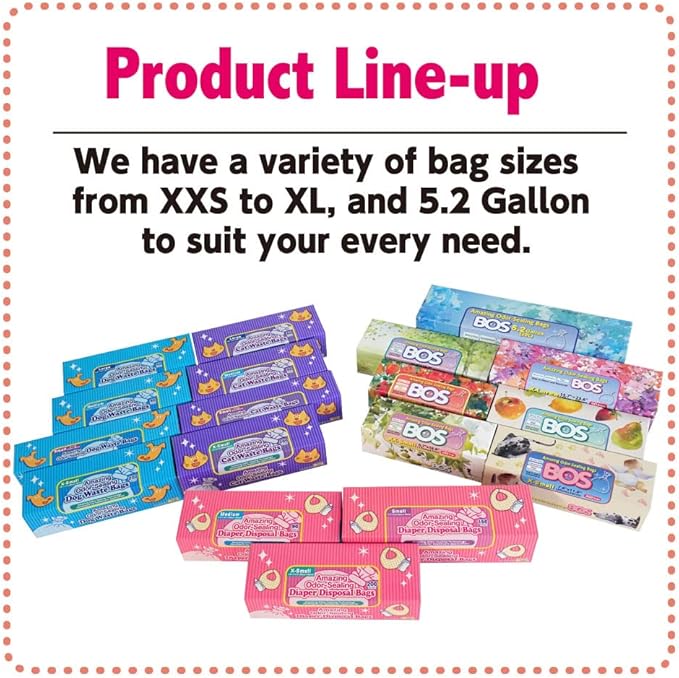 BOS Amazing Odor Sealing Baby Diaper Disposal Bags - Durable and Unscented [Size: M, Color: Pink] (90 count, Pack of 1) (90 Bags)
